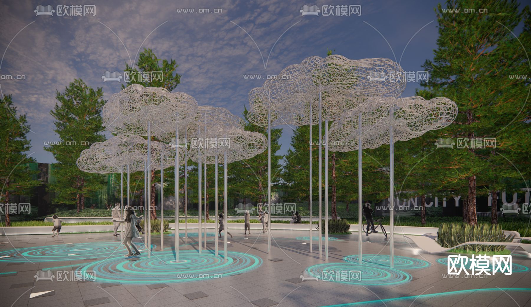 商业广场 艺术雕塑su模型