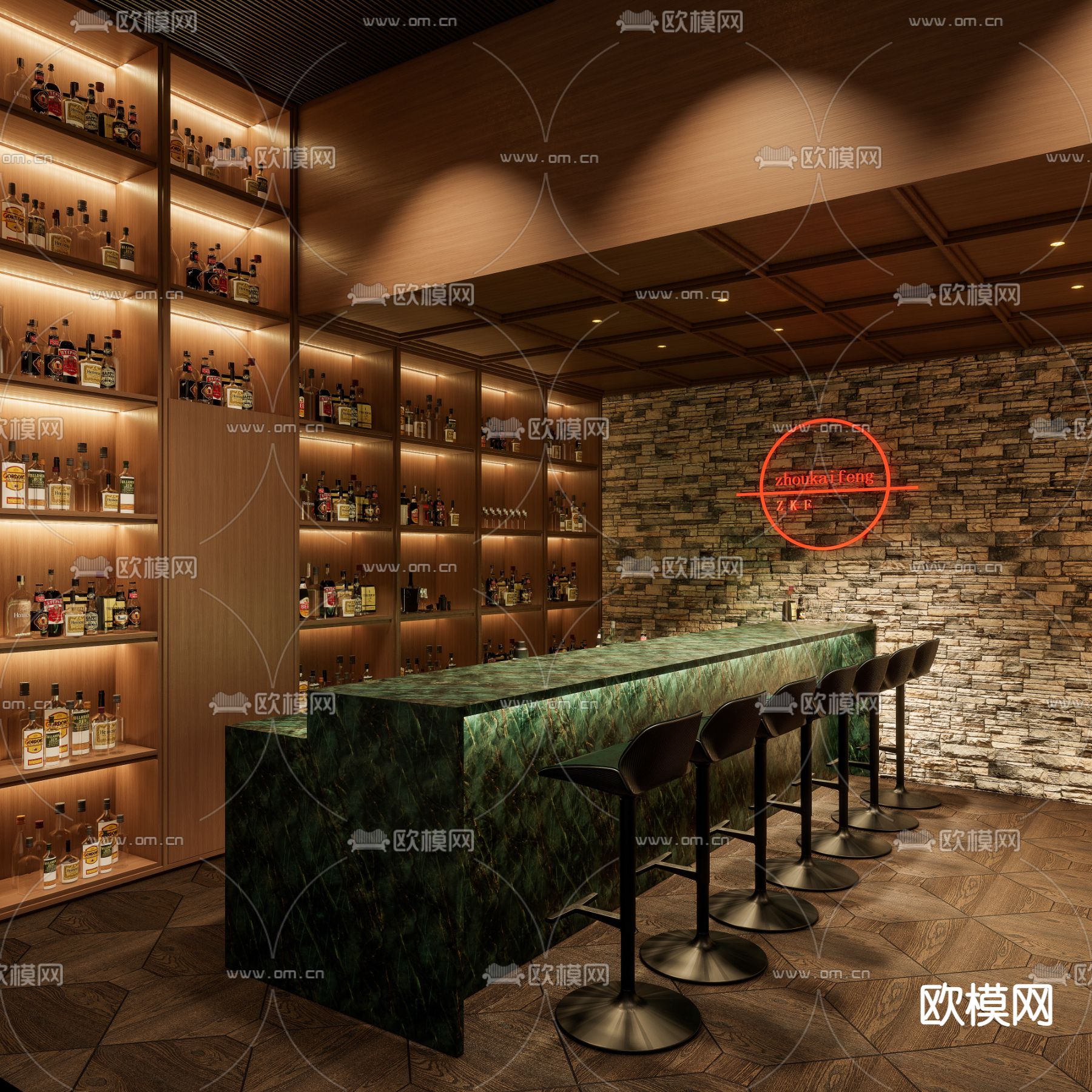 现代酒吧su模型下载（渲染图1）