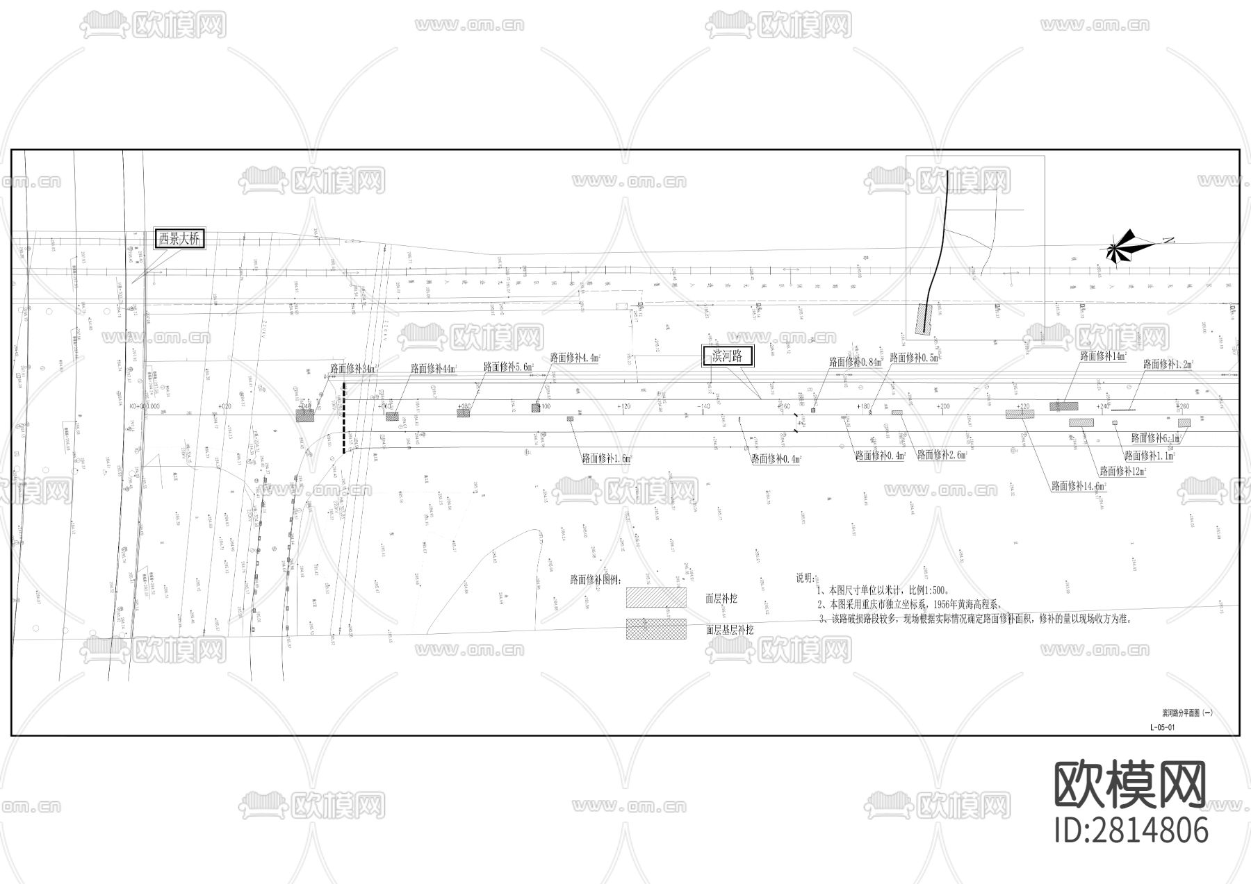 西科大道、滨河路cad施工图下载（渲染图1）