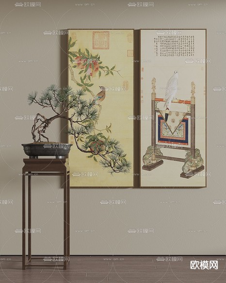 新中式装饰画免费3d模型下载