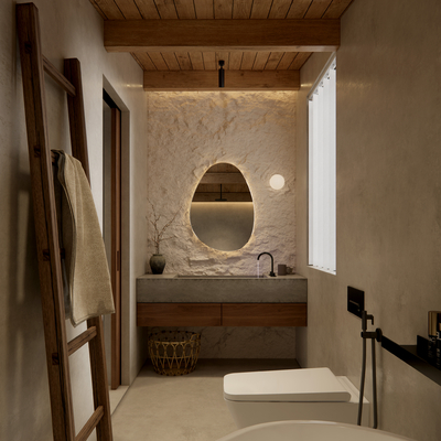  侘寂风民宿卫生间 洗手间su模型 