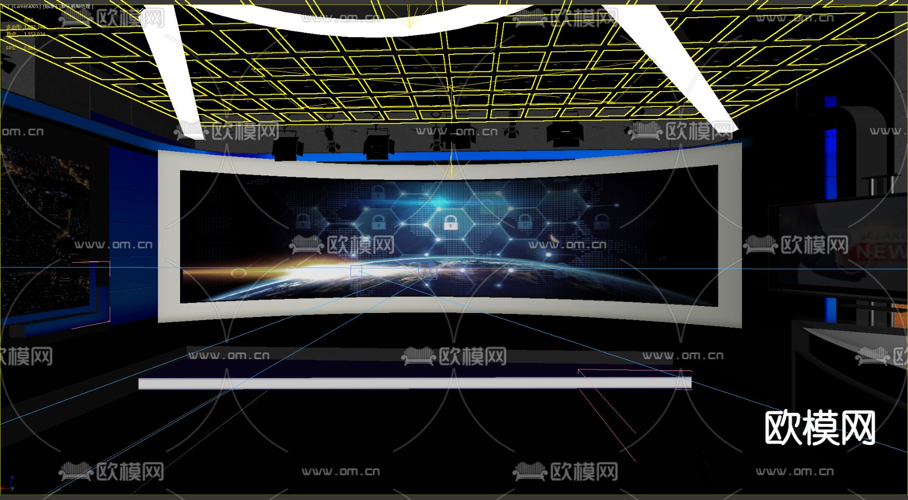 新闻演播室 电视台3d模型下载（渲染图3）