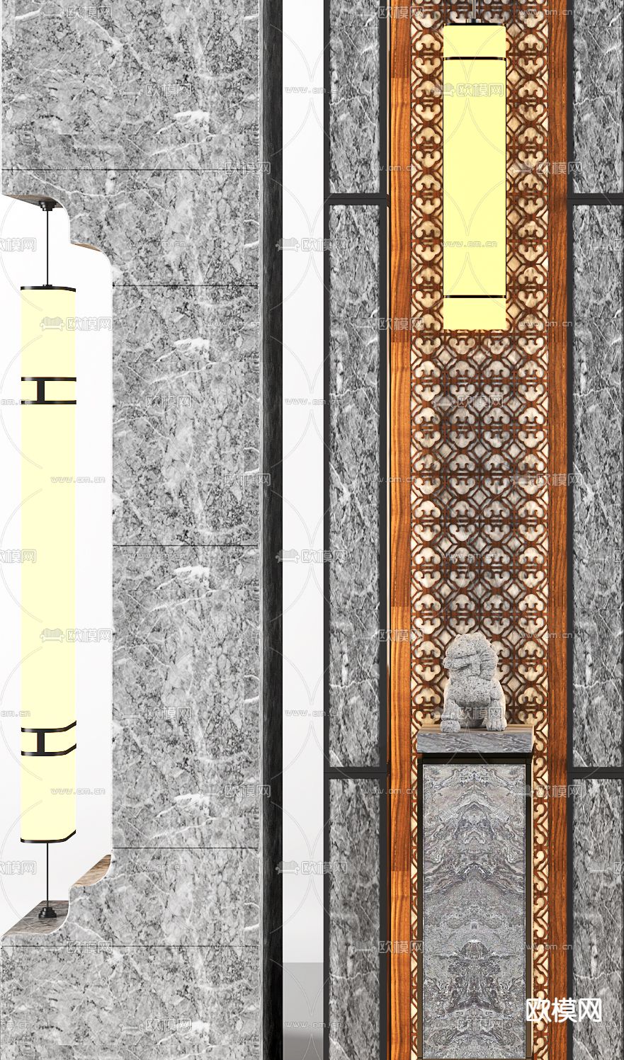 中式柱子 造型柱3d模型下载（渲染图2）