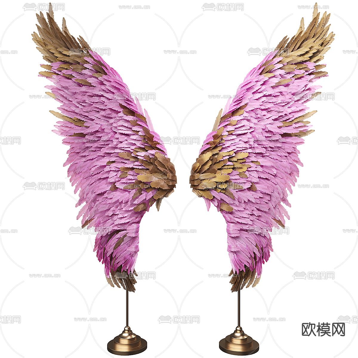 羽毛雕塑 翅膀摆件3d模型下载（渲染图3）
