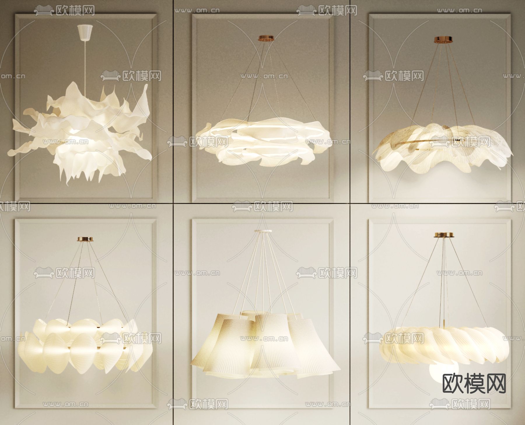 奶油风吊灯 花瓣吊灯3d模型下载