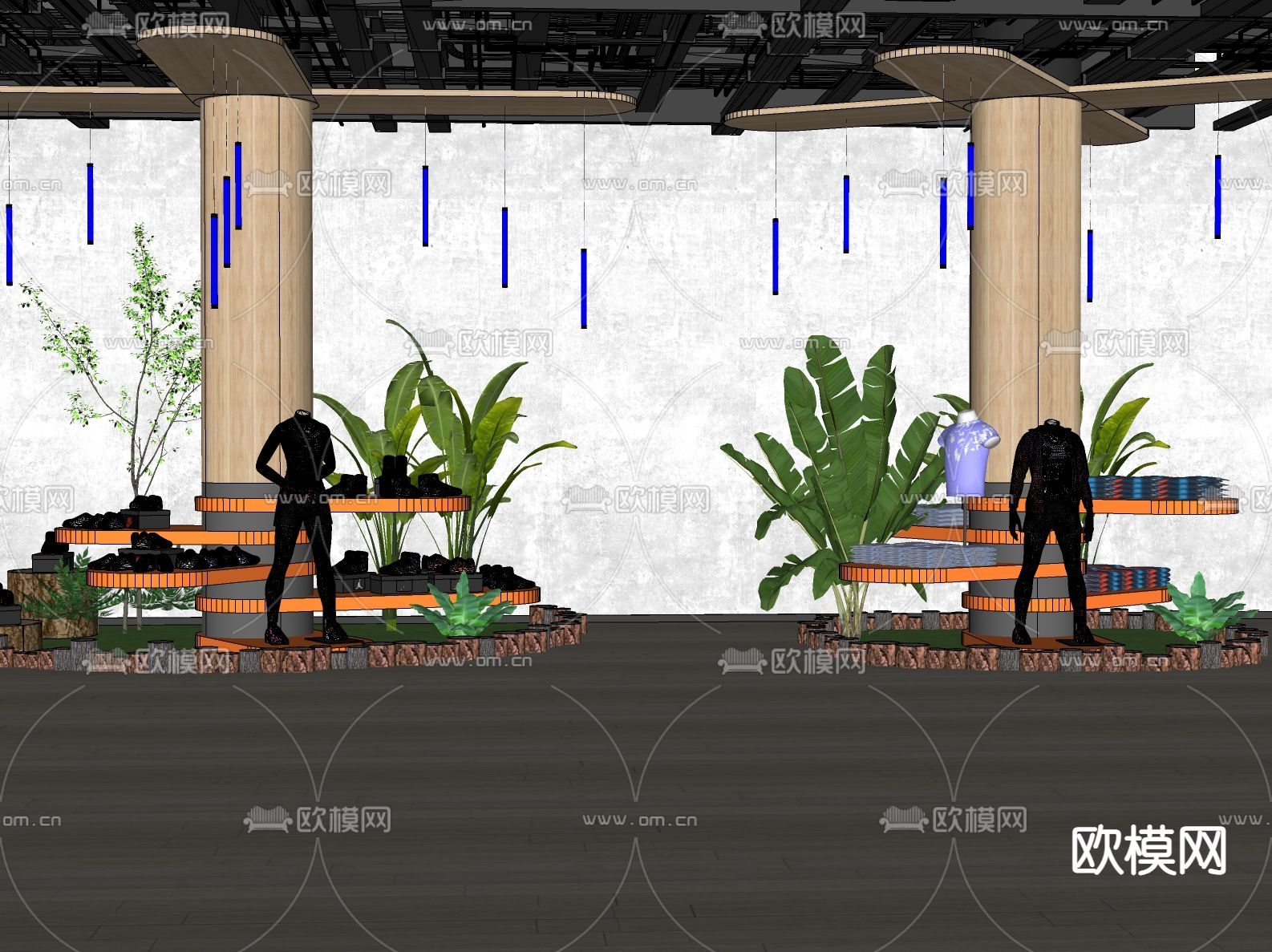 鞋子展台 展柜su模型