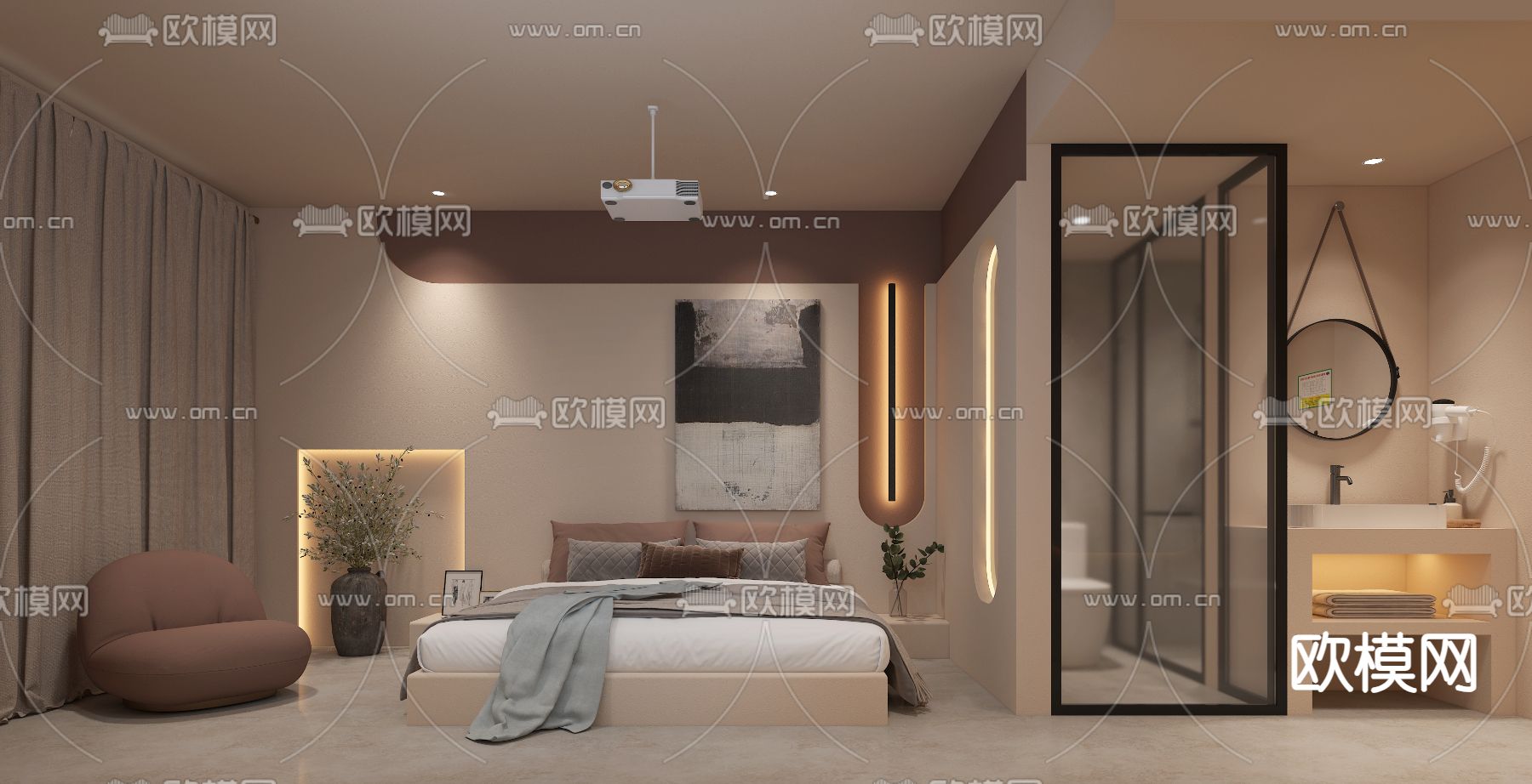 酒店民宿 卧室3d模型下载