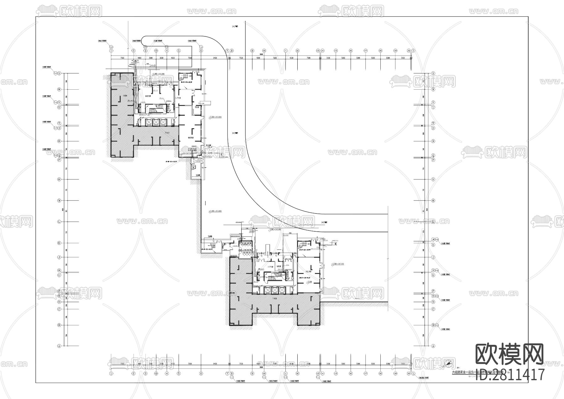小区平层cad平面布置图下载（渲染图5）