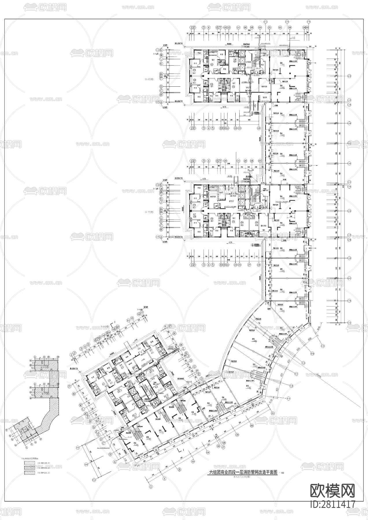 小区平层cad平面布置图下载（渲染图8）