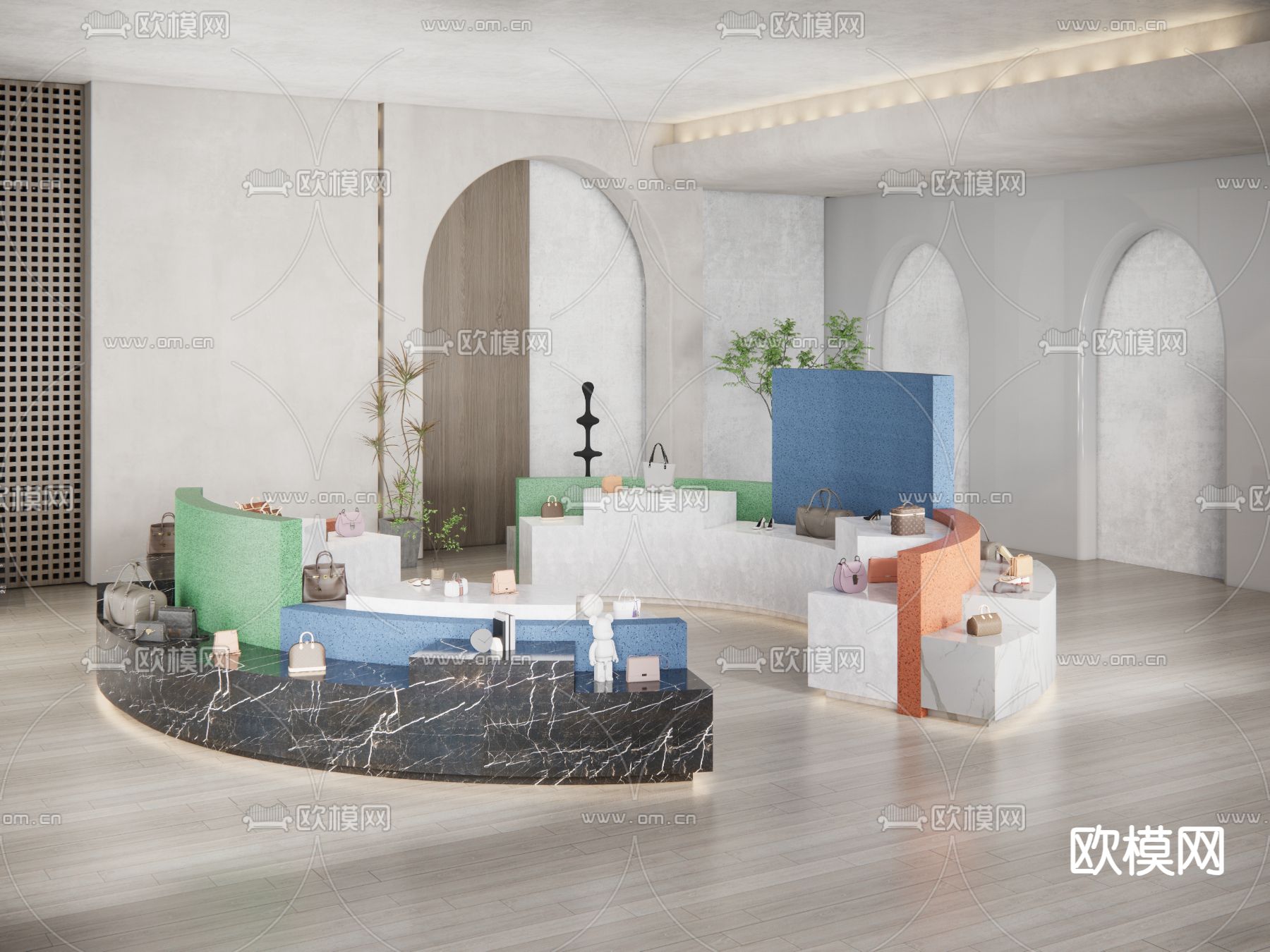 包包展台 鞋子展台 服饰展台su模型