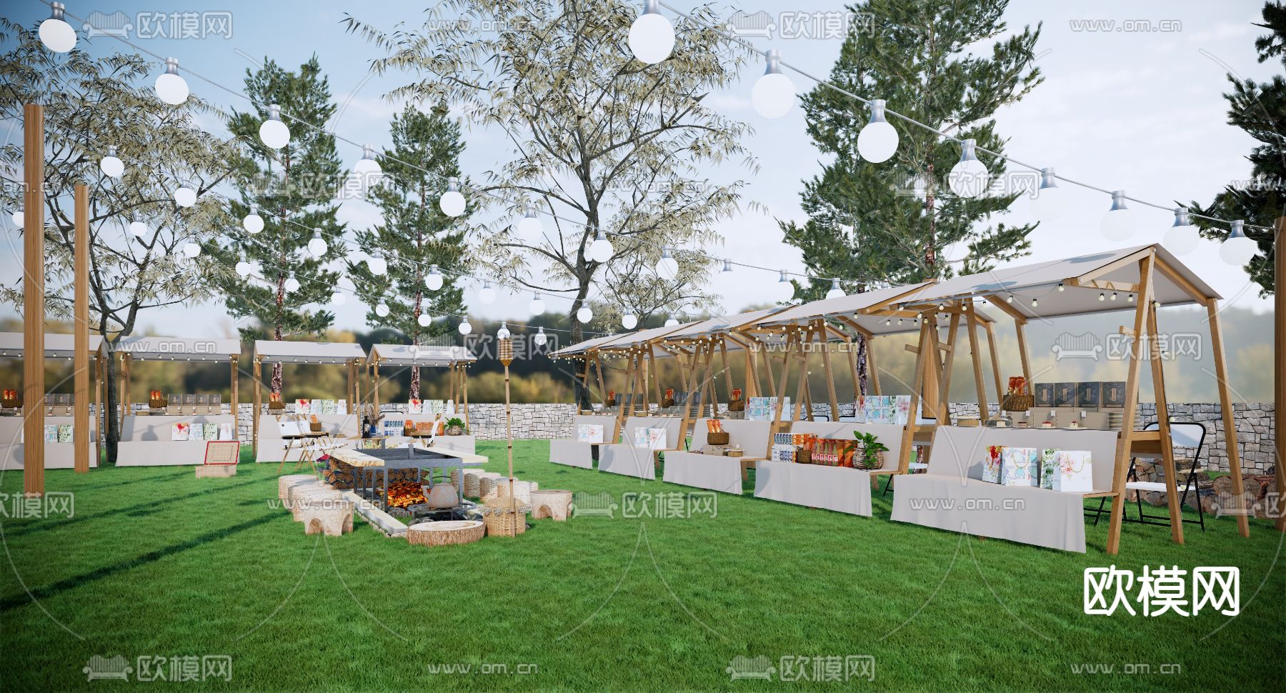 现代商业街su模型