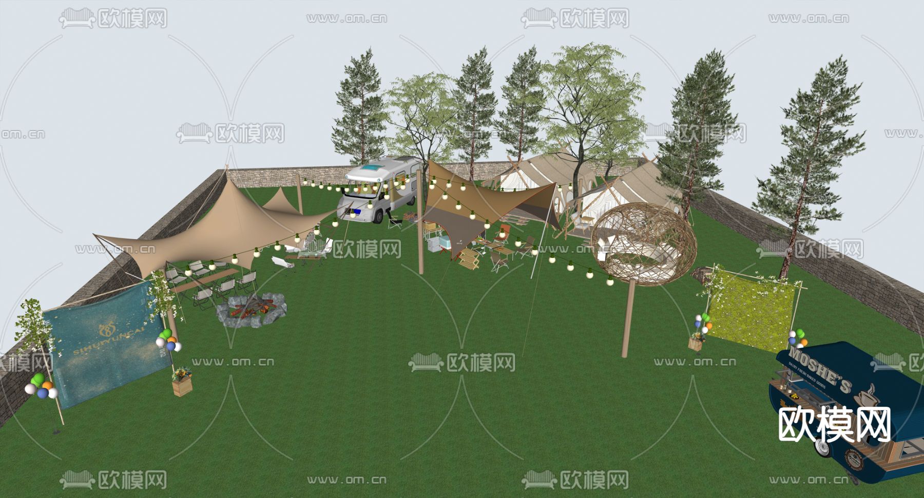 露营景观公园su模型