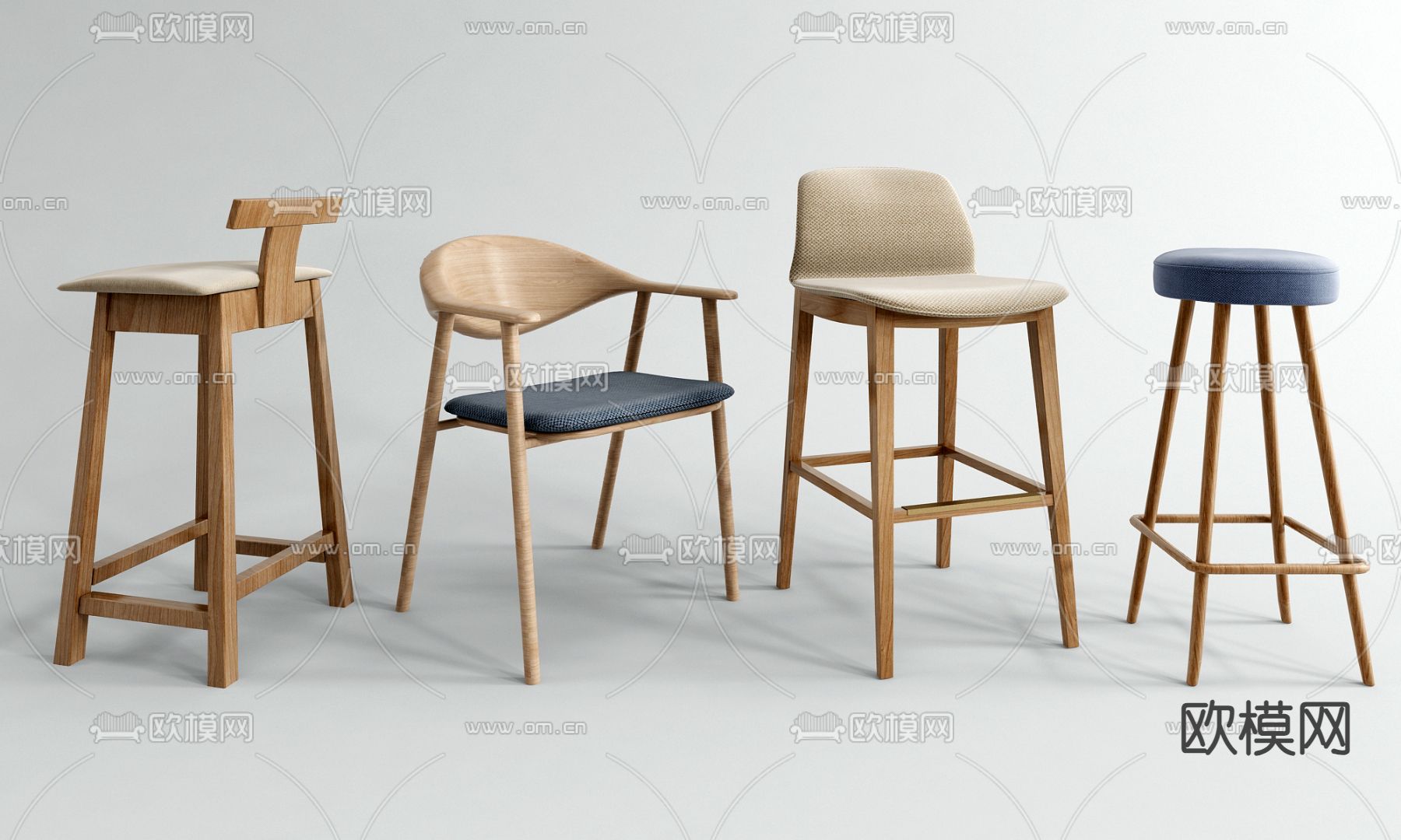 北欧吧椅 吧凳3d模型下载