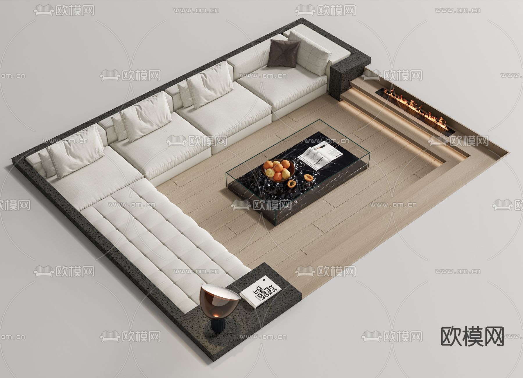 户外沙发 卡座沙发 下沉沙发3d模型下载