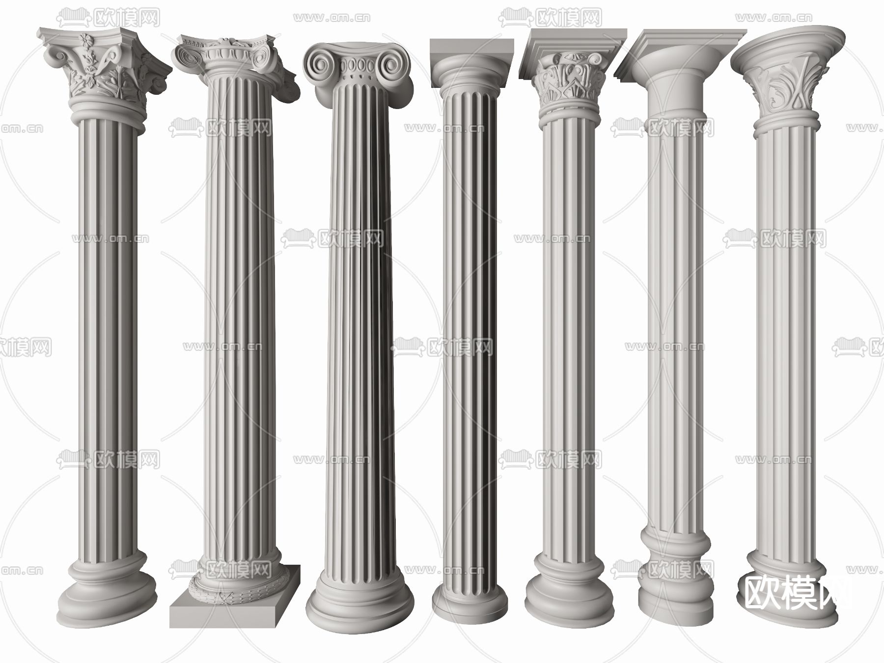 欧式柱子 罗马柱 石膏柱3d模型下载