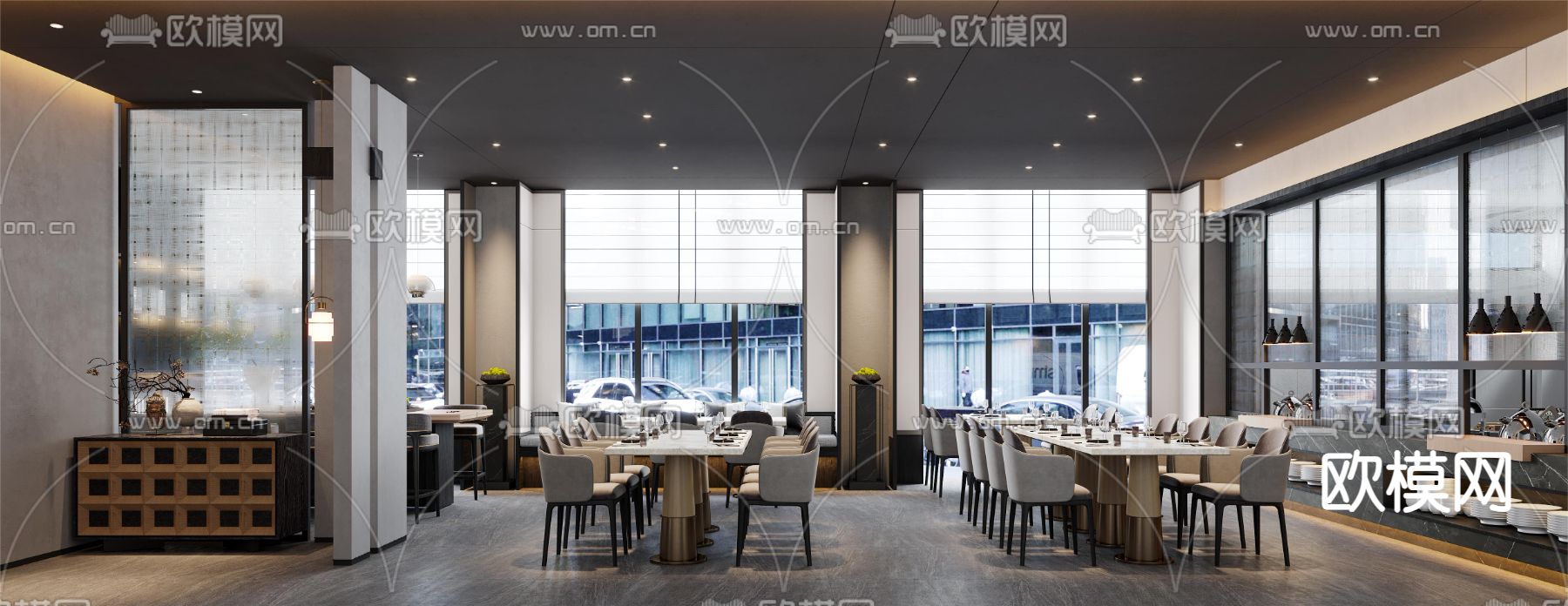 自助餐厅 全日制餐厅3d模型下载