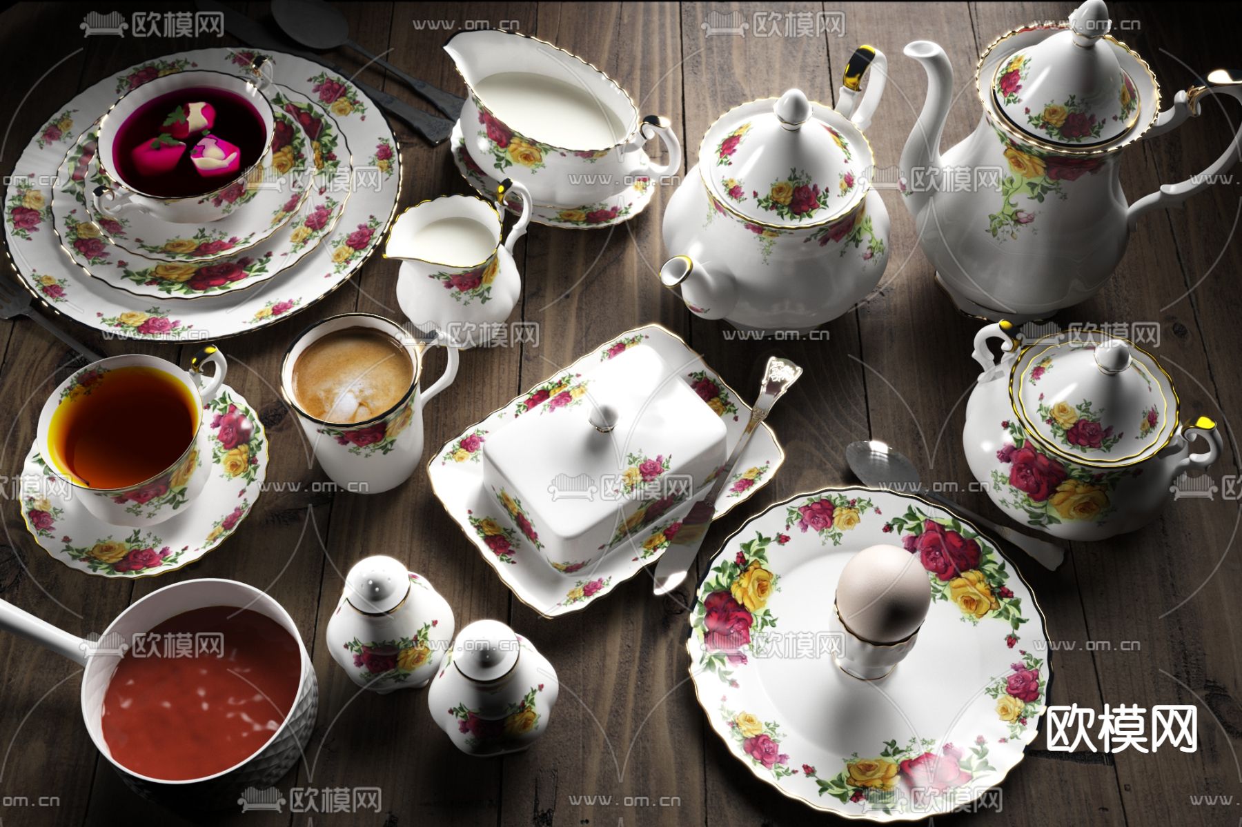 美食 下午茶 牛奶 咖啡3d模型下载