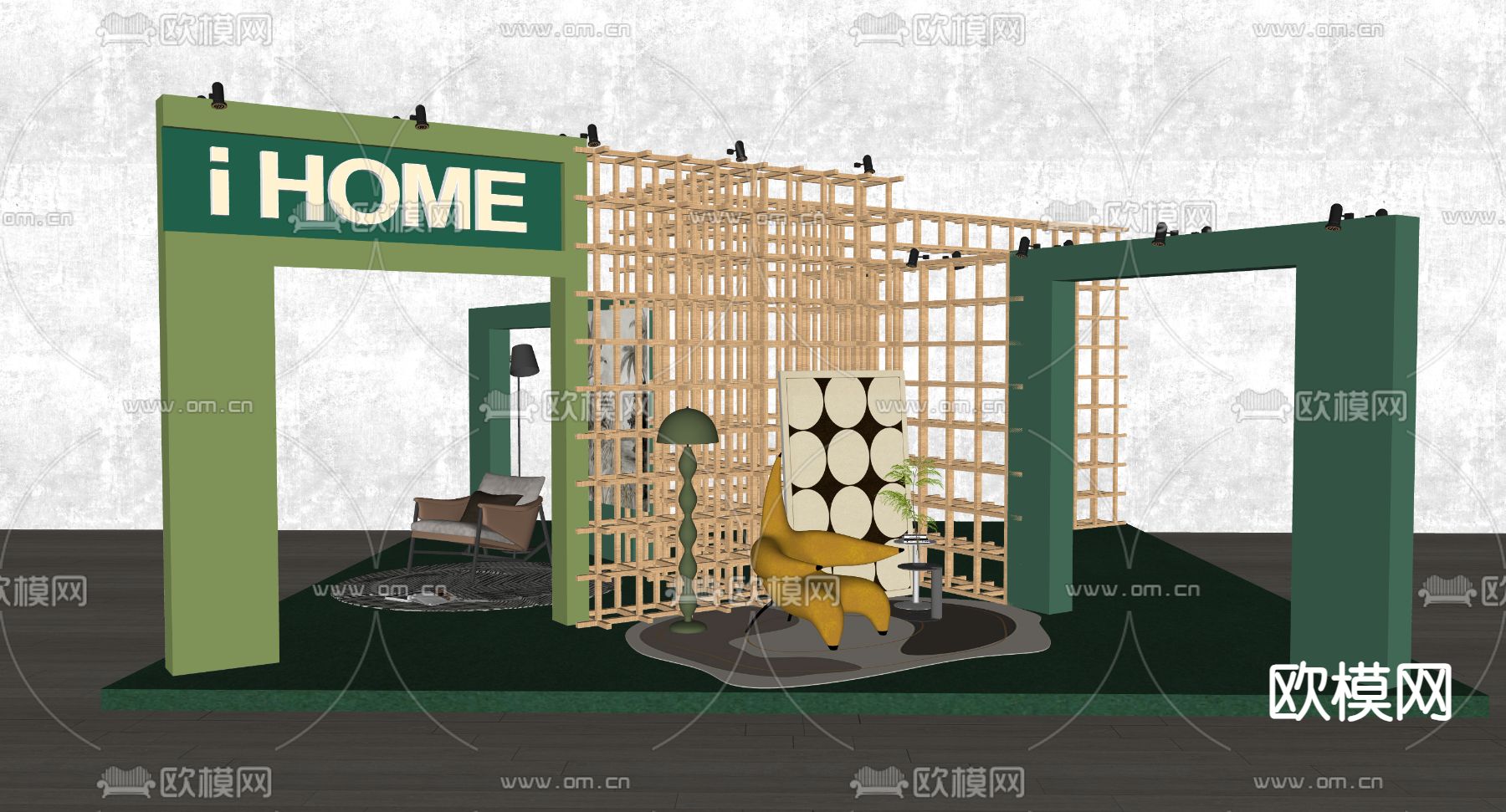 现代家具展厅 快闪店su模型