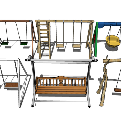  秋千 吊椅 摇椅su模型 