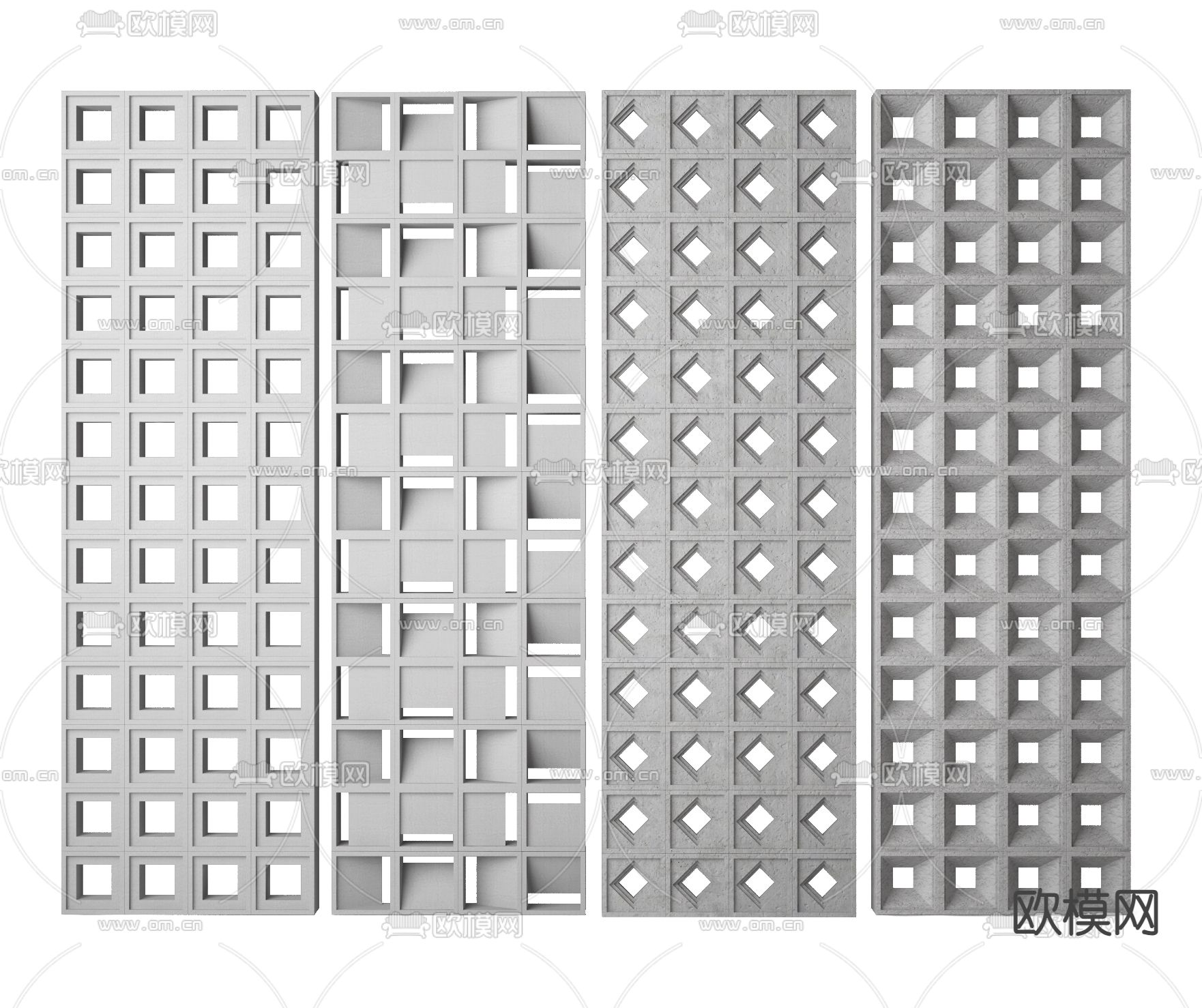 水泥砖 隔断屏风su模型下载（渲染图1）