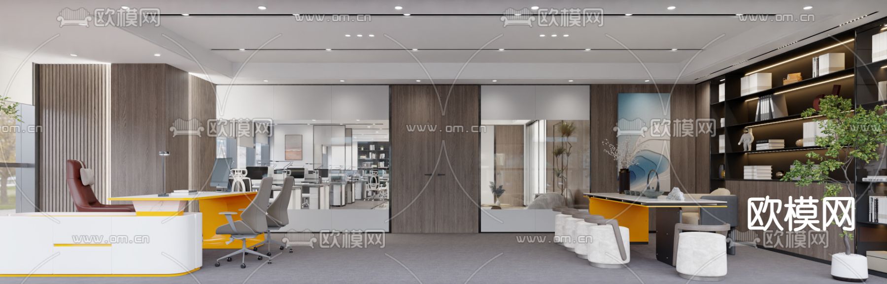 公共办公区 办公室3d模型下载（渲染图3）