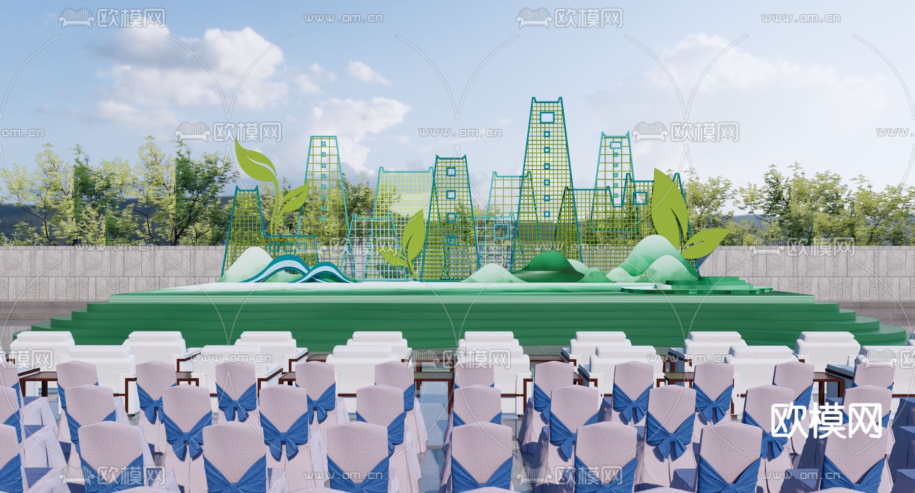 现代户外舞台su模型