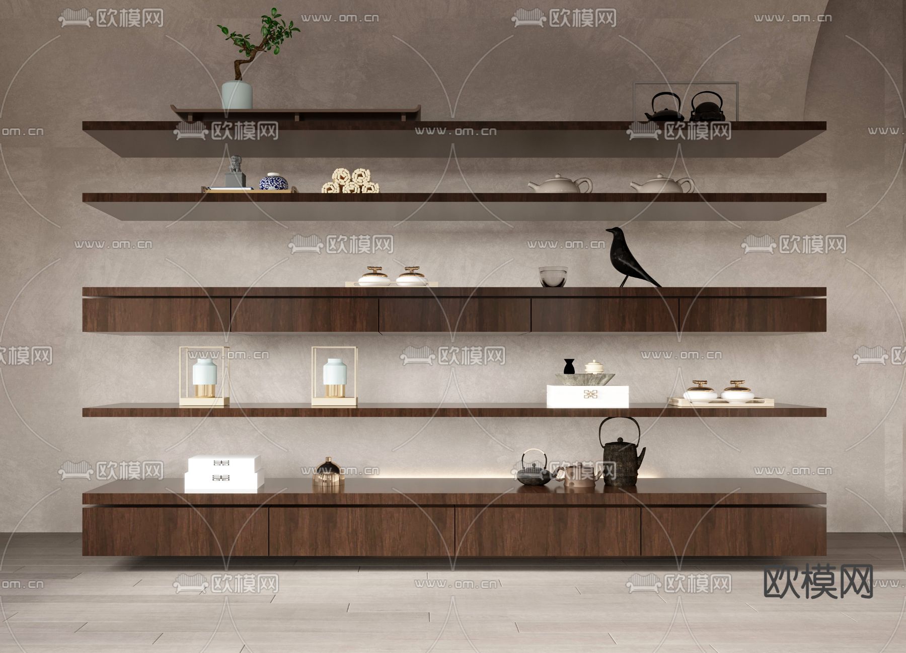 侘寂装饰柜 陈列架3d模型下载