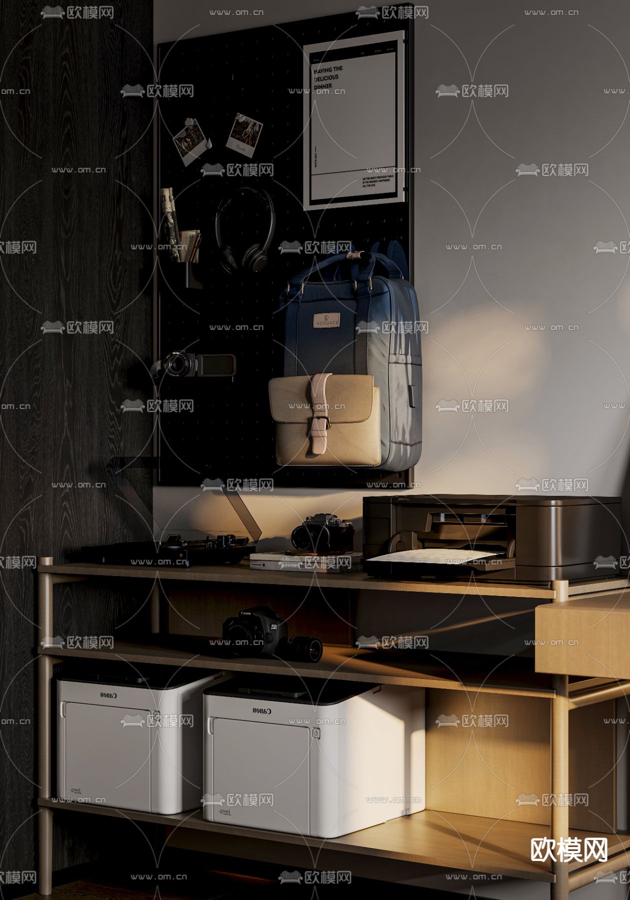 办公用品 洞洞板 打印机 相机 复印机3d模型下载