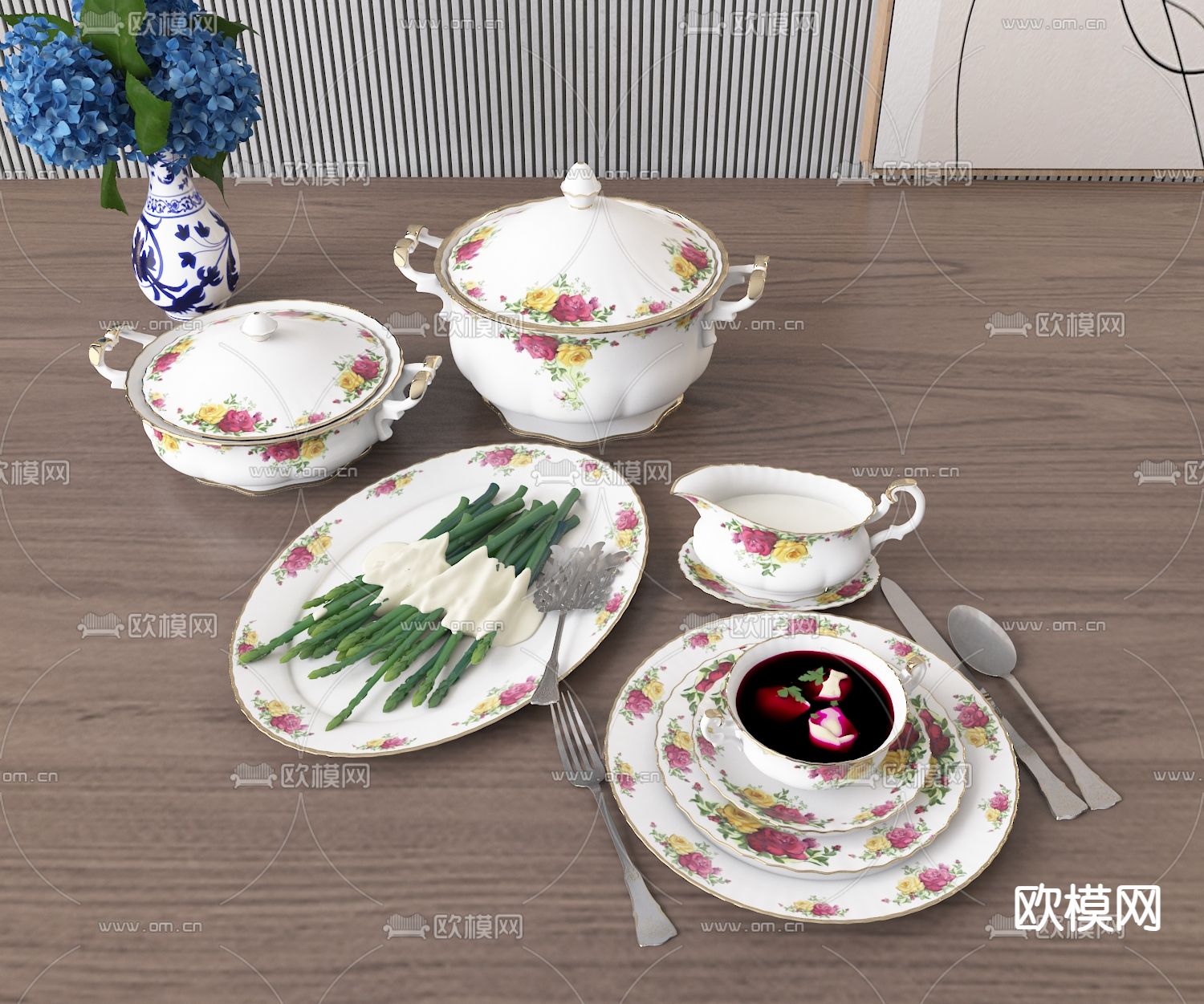 美食 下午茶 咖啡 蔬菜沙拉3d模型下载