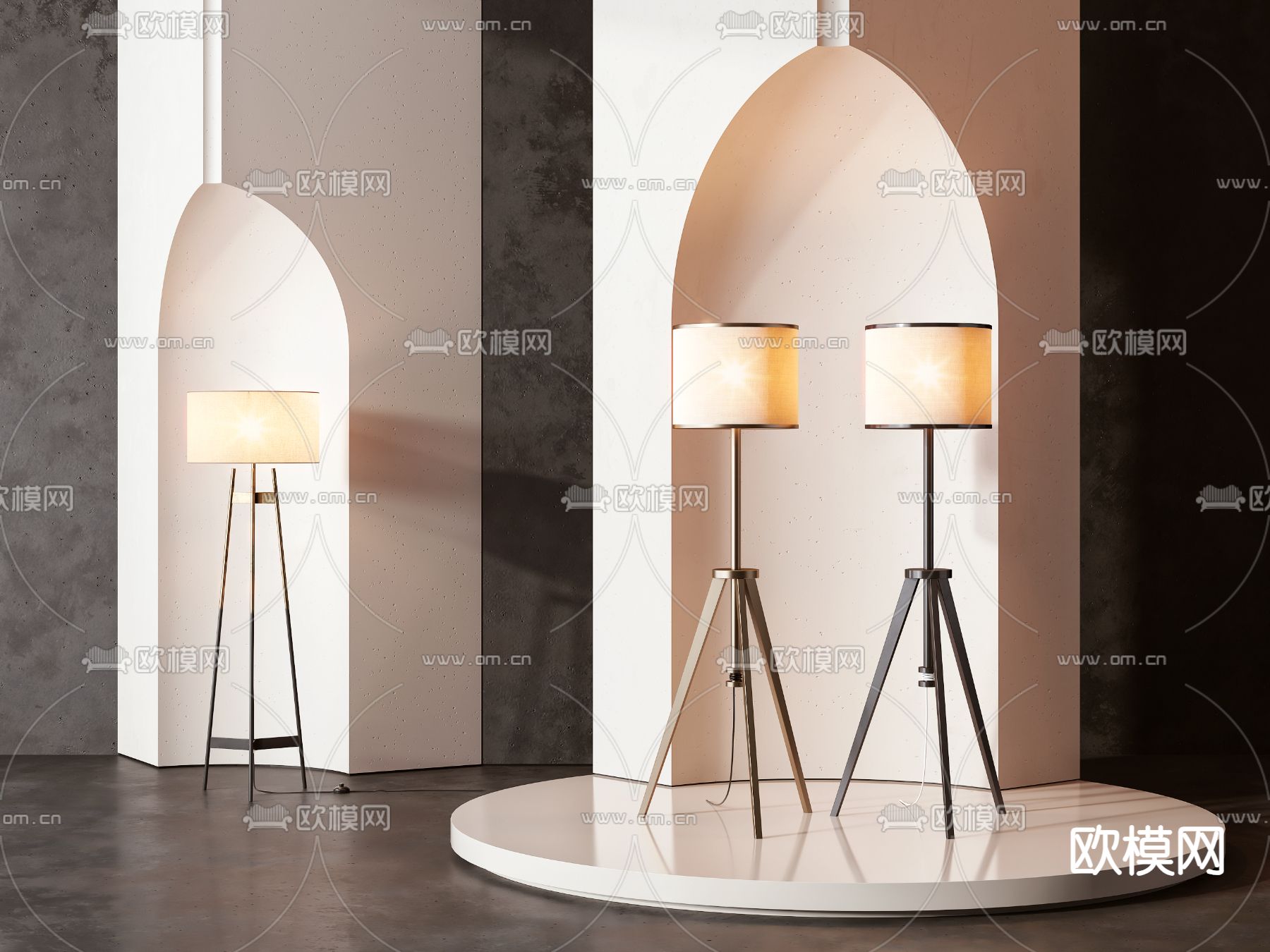 三脚架落地灯3d模型下载