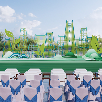 现代户外舞台su模型