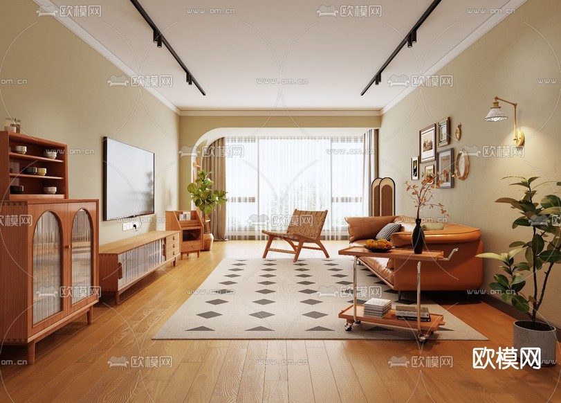 北欧客厅3d模型下载(渲染图1)