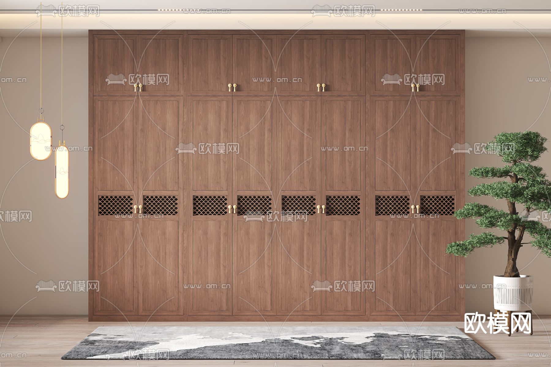 中式衣柜3d模型下载