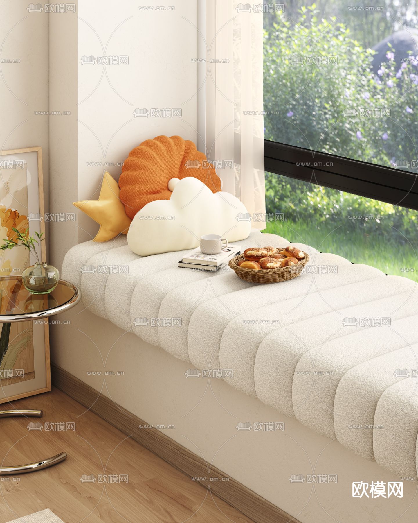 飘窗 坐垫 抱枕3d模型下载