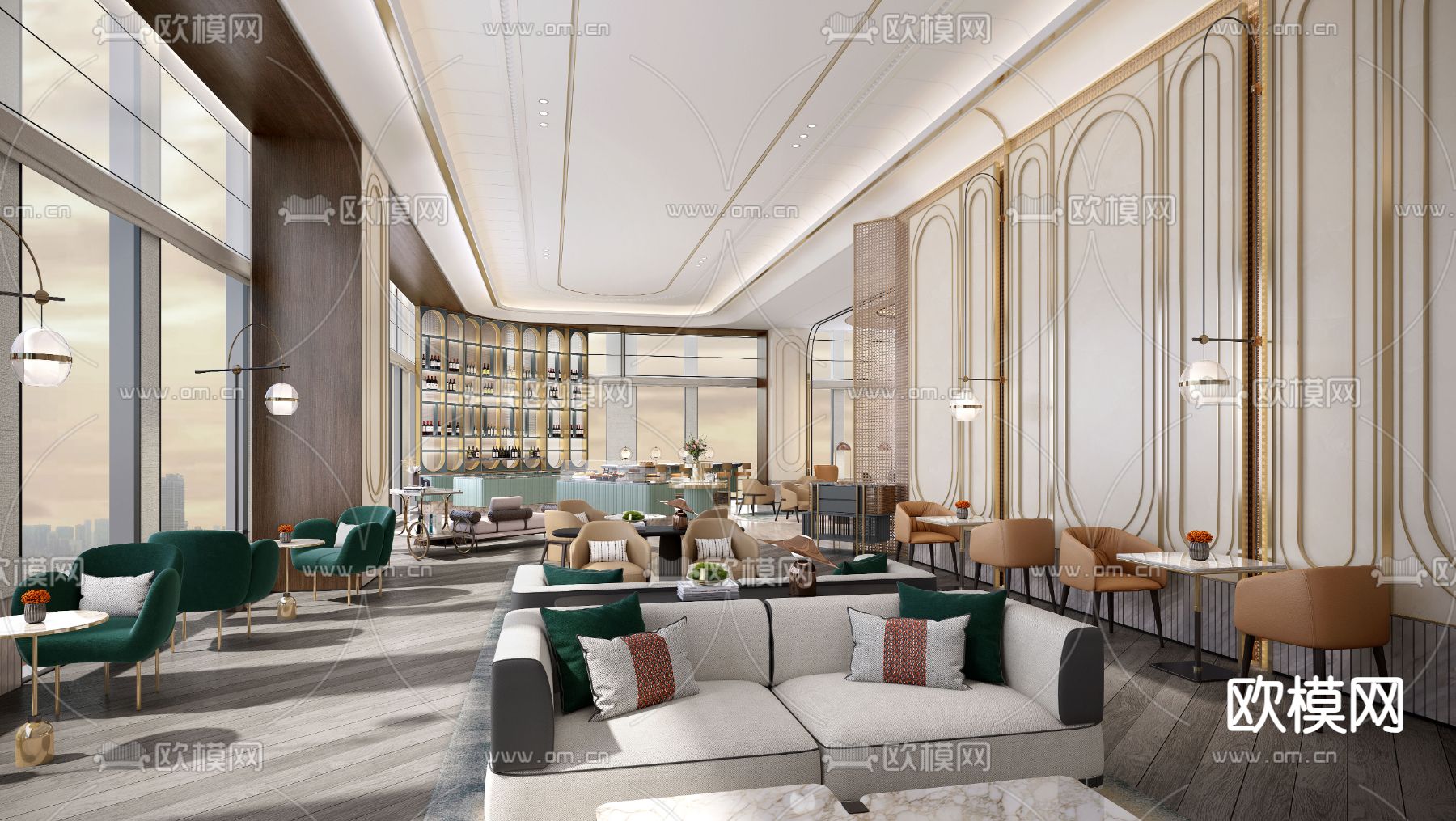 酒店大堂吧3d模型下载（渲染图1）