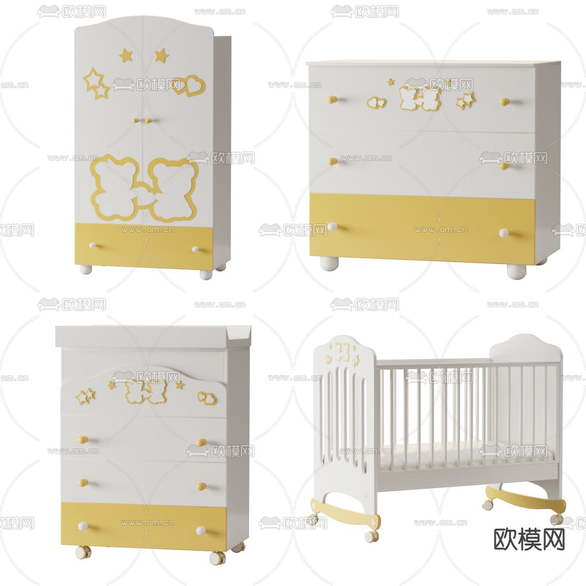 床头柜 婴儿床3d模型下载