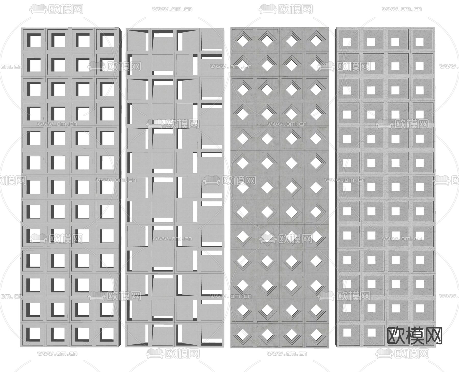 水泥砖 隔断屏风su模型下载（渲染图2）