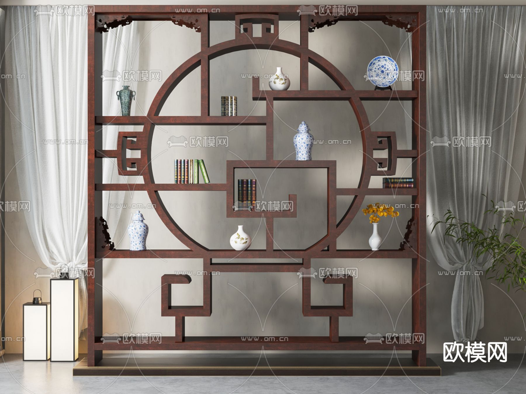 博古架 置物架3d模型下载