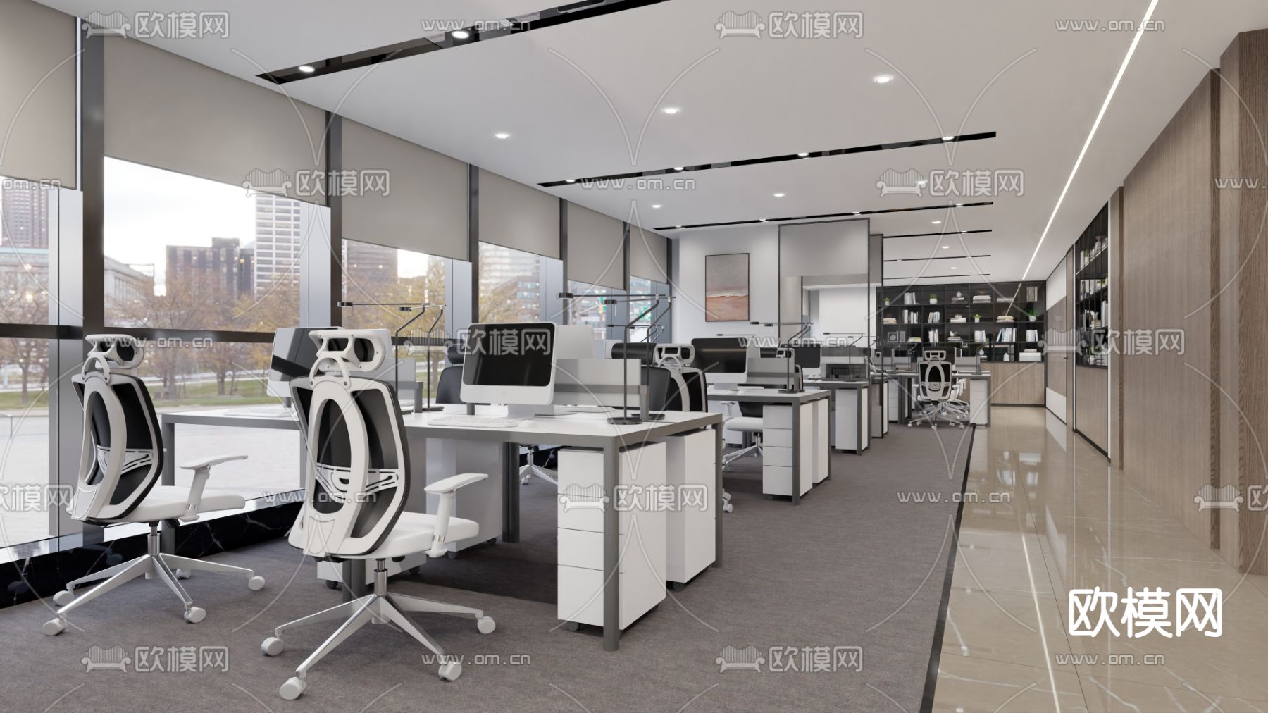 公共办公区 办公室3d模型下载（渲染图1）