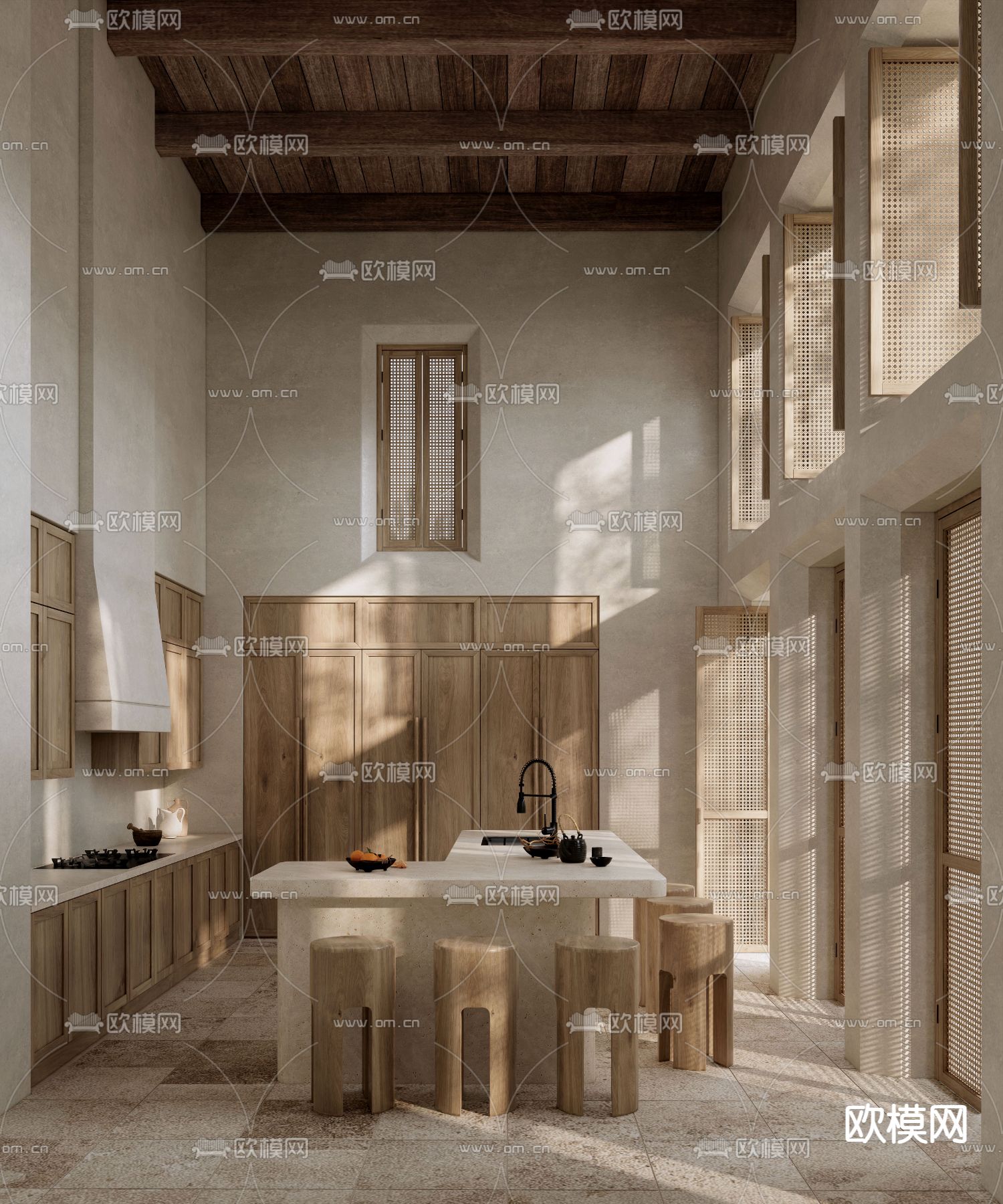 侘寂风民宿 厨房su模型下载（渲染图1）