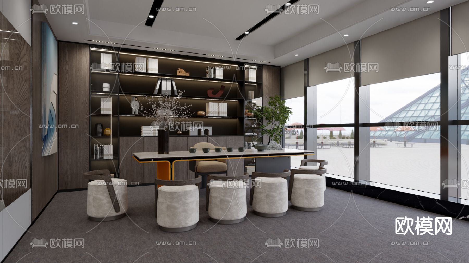 公共办公区 办公室3d模型下载（渲染图2）