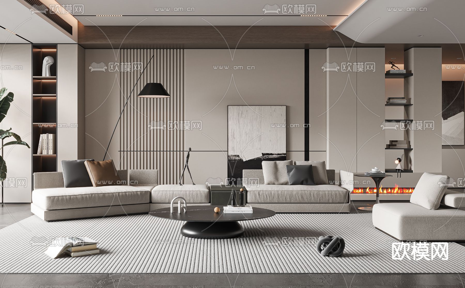 现代客厅3d模型下载（渲染图4）