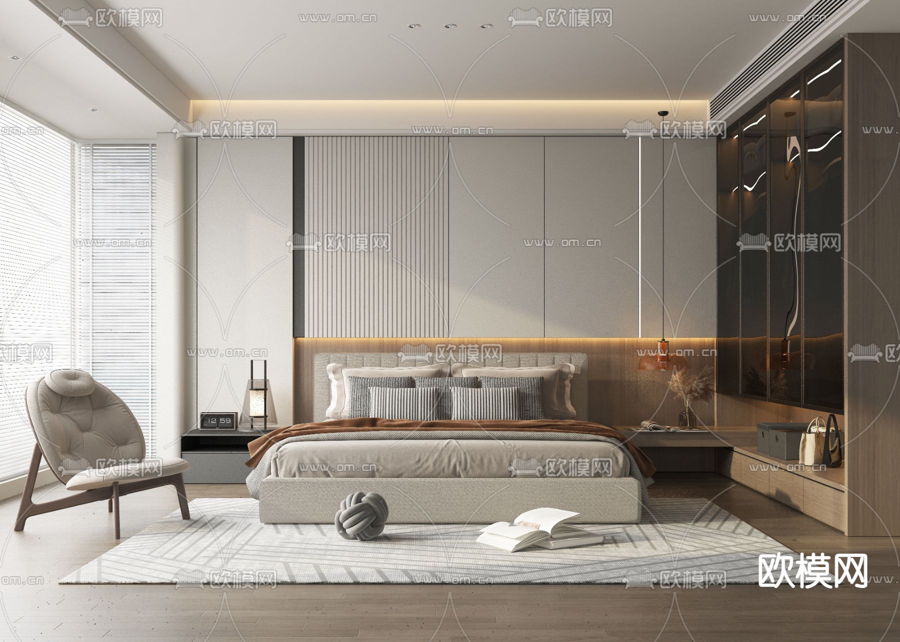 现代卧室 主卧3d模型下载