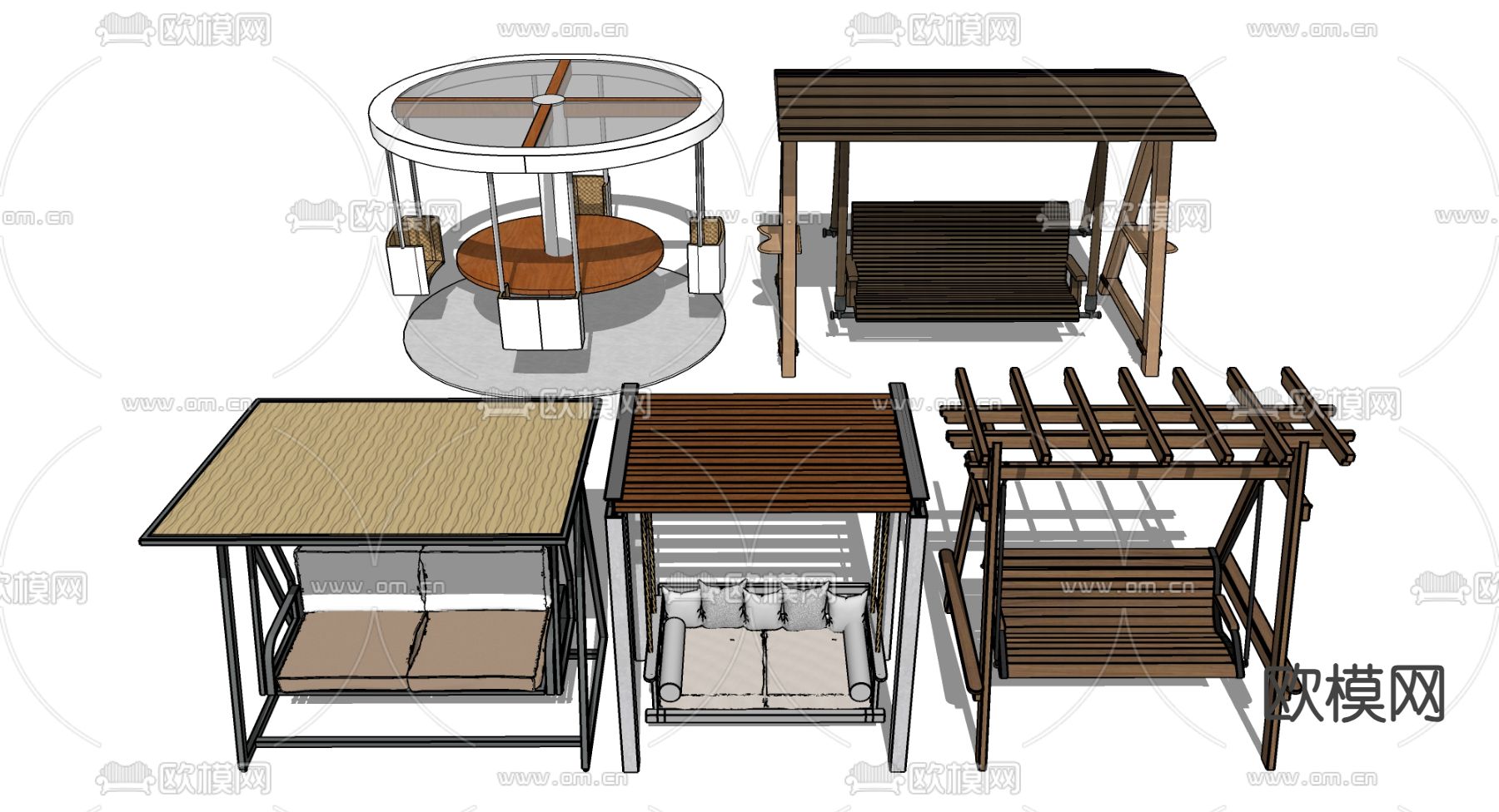秋千 吊椅 摇椅su模型下载（渲染图1）