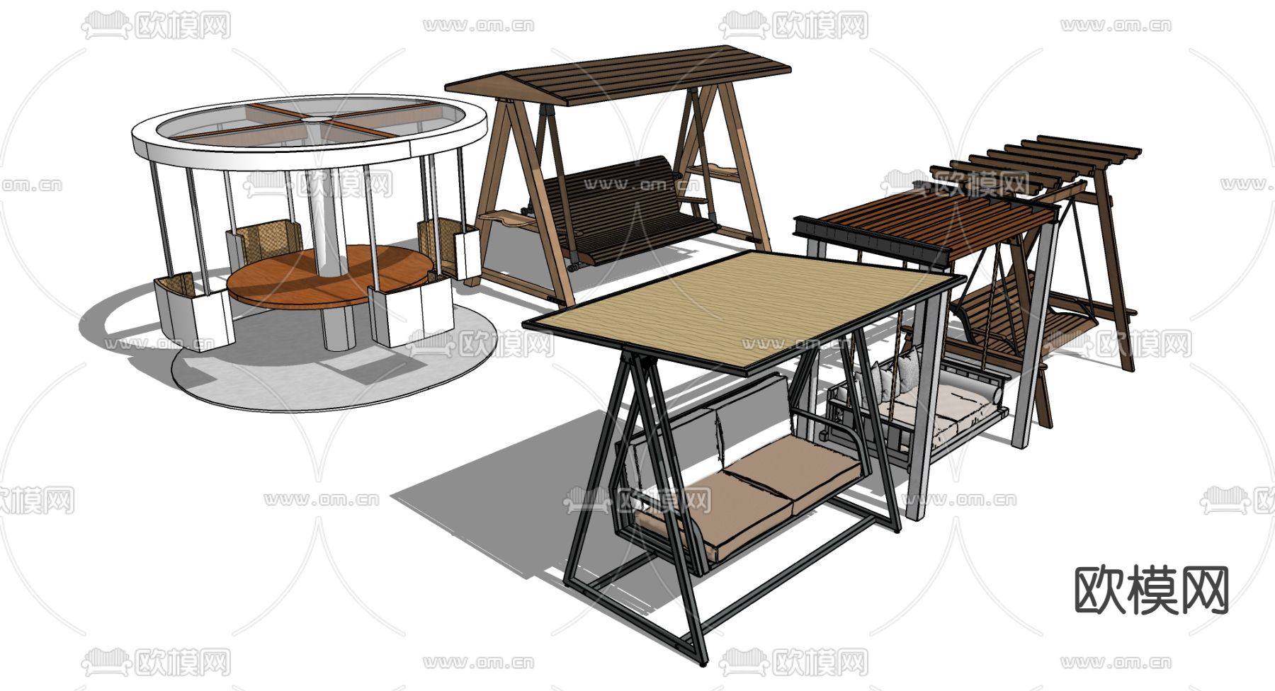 秋千 吊椅 摇椅su模型下载（渲染图2）
