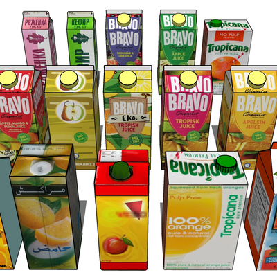  果汁 饮料su模型 