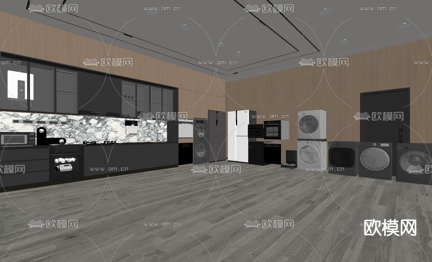 洗衣机 烘干机 冰箱su模型下载（渲染图2）