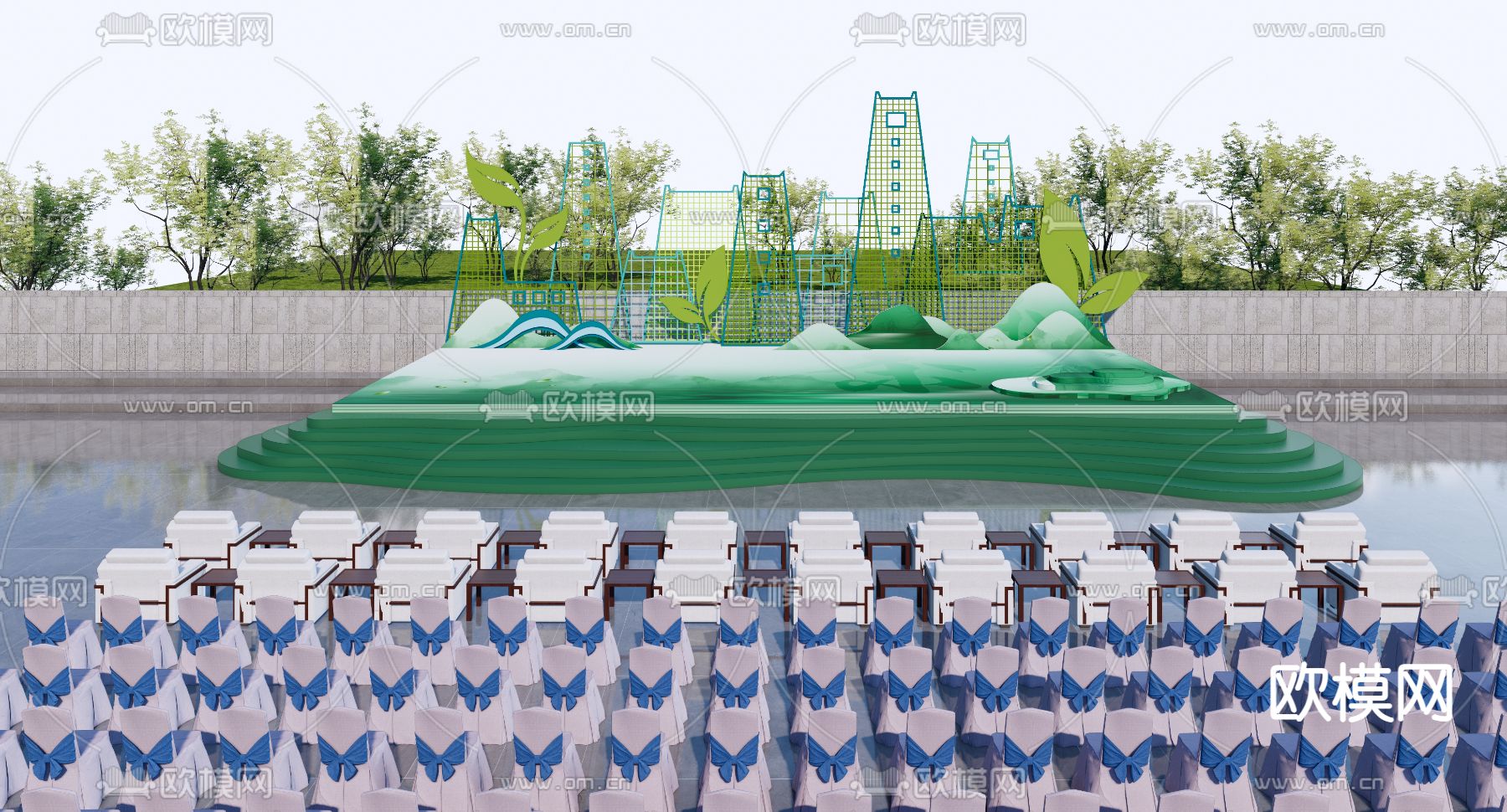 现代户外舞台su模型