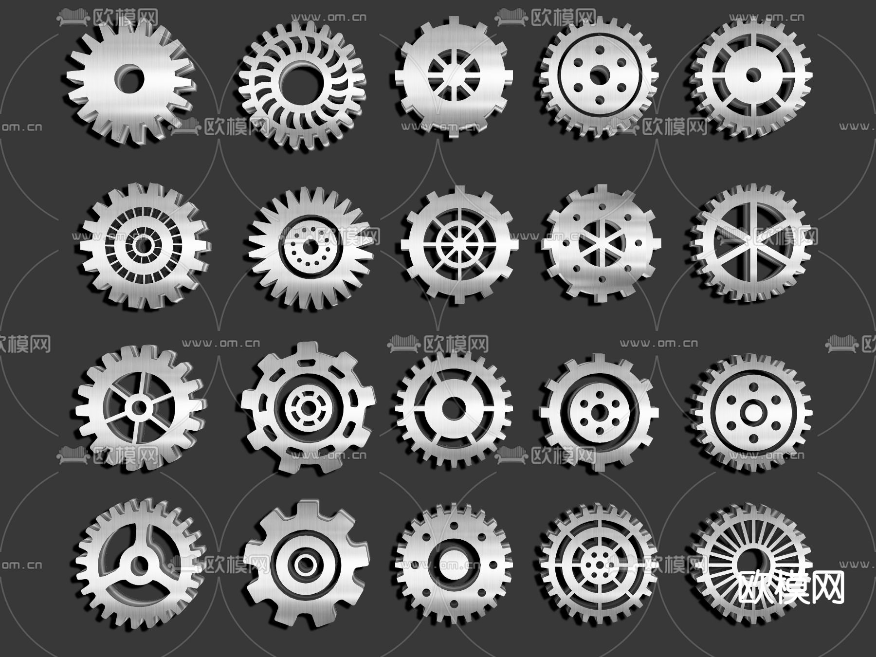 工业机械齿轮su模型下载（渲染图2）