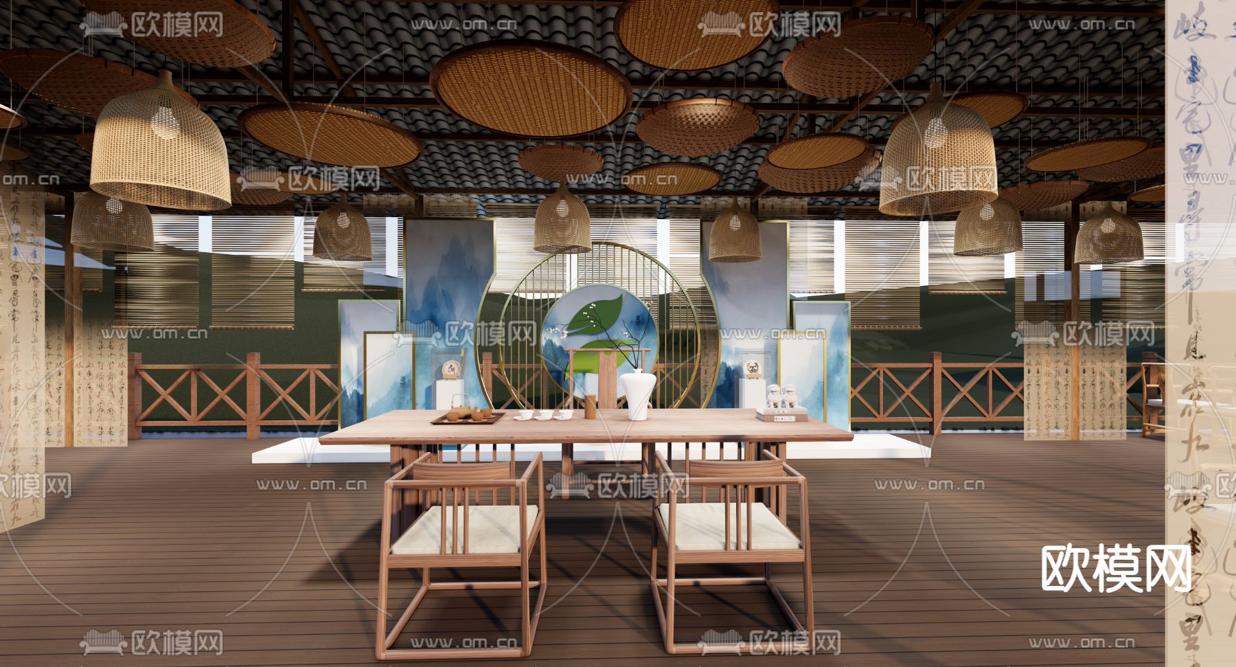 新中式烟酒店su模型